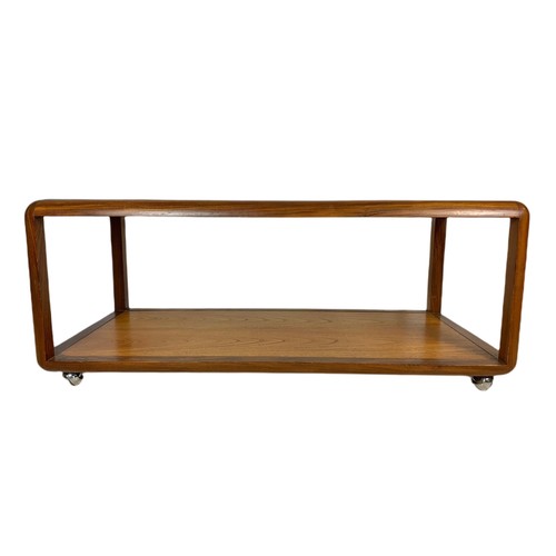 920 - G-Plan Fresco teak mid century 2 tier coffee table with glass top. 111/55/45cm