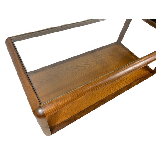 920 - G-Plan Fresco teak mid century 2 tier coffee table with glass top. 111/55/45cm