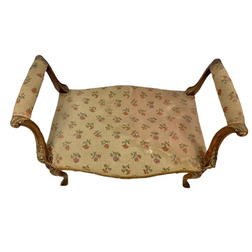 961 - 19th century French style dressing stool on cabriole legs with parcel gilt decoration 77/43/61cm