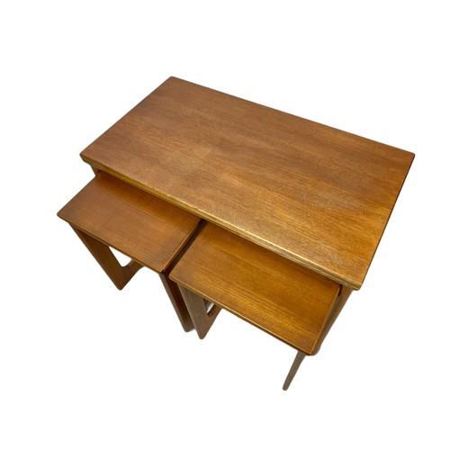 966 - McIntosh teak mid century combination nest/coffee foldout table. 74/40/60cm