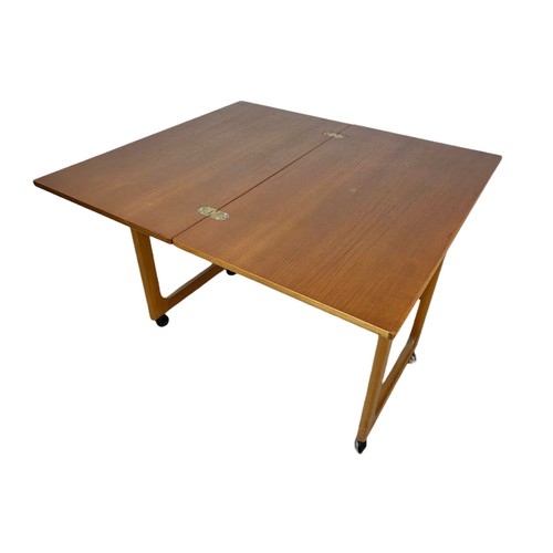 966 - McIntosh teak mid century combination nest/coffee foldout table. 74/40/60cm