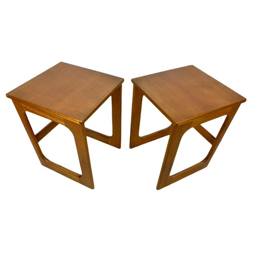 966 - McIntosh teak mid century combination nest/coffee foldout table. 74/40/60cm