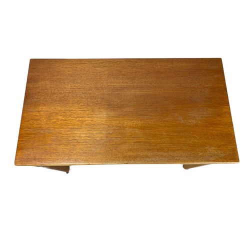 966 - McIntosh teak mid century combination nest/coffee foldout table. 74/40/60cm