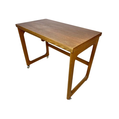 966 - McIntosh teak mid century combination nest/coffee foldout table. 74/40/60cm