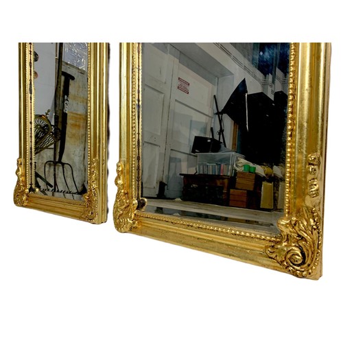 1028 - Pair of tall ornate gilt framed 18th century style mirrors. 53/168cm