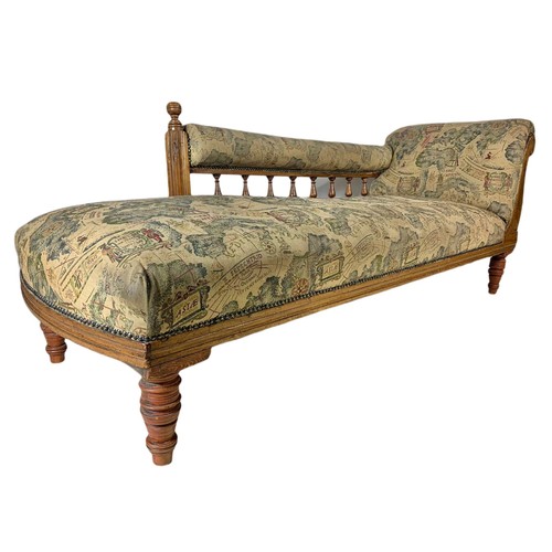 1033 - Edwardian walnut framed chaise lounge. 178cm