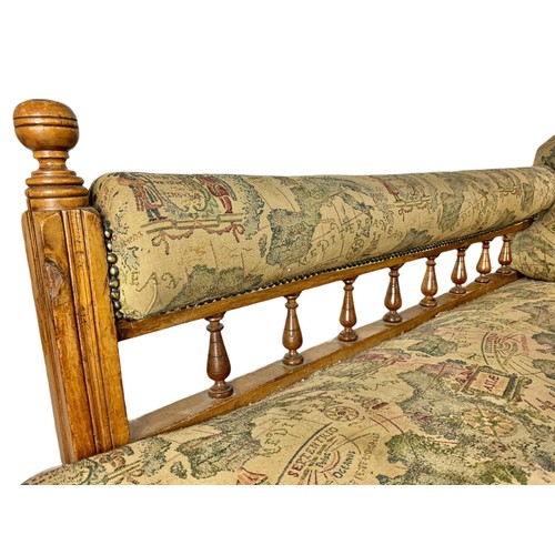 1033 - Edwardian walnut framed chaise lounge. 178cm