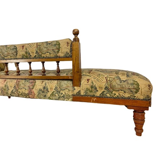 1033 - Edwardian walnut framed chaise lounge. 178cm