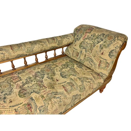 1033 - Edwardian walnut framed chaise lounge. 178cm