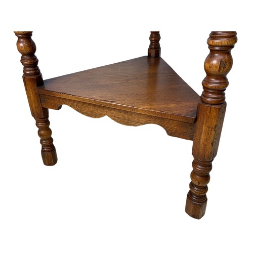 1074 - Reproduction oak cricket table, joint stool and an oak occasional table 61/61/71cm