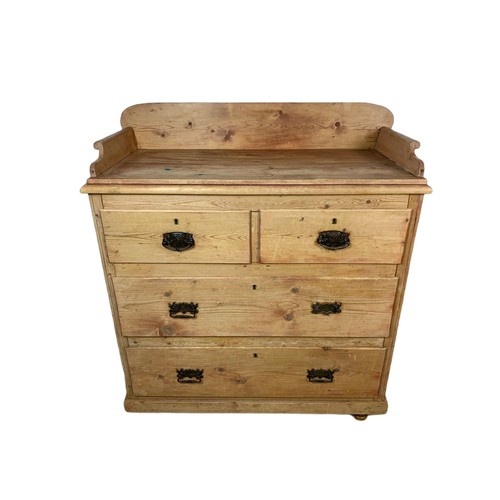 1036 - Victorian pine gallery back chest of drawers. 97/47.5/111.5cm