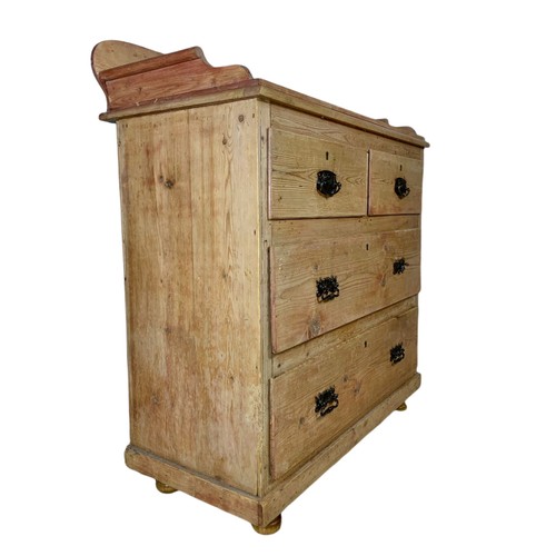 1036 - Victorian pine gallery back chest of drawers. 97/47.5/111.5cm