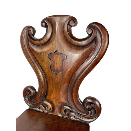 1080 - Victorian mahogany hall chair