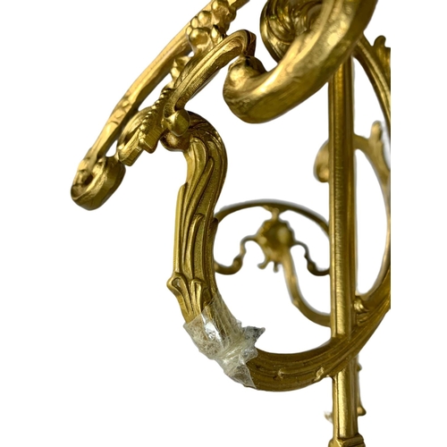 1081 - Tall vintage ornate heavy brass and onyx hat and coat stand. 172.5cm