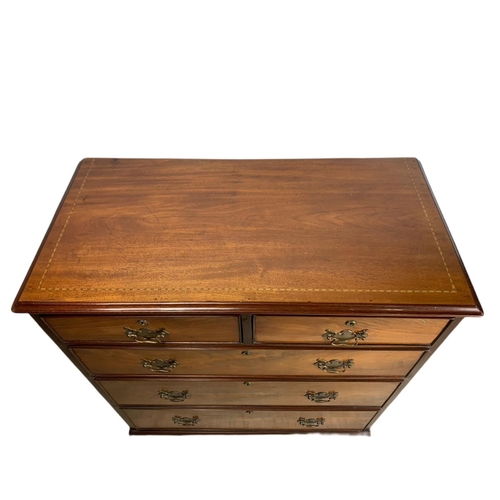 943b - Edwardian inlaid chest of drawers in the Georgian style. 86/49/108cm