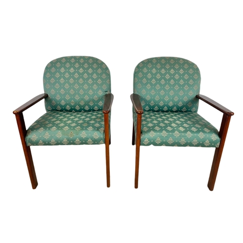 1109 - Pair of beech framed armchairs