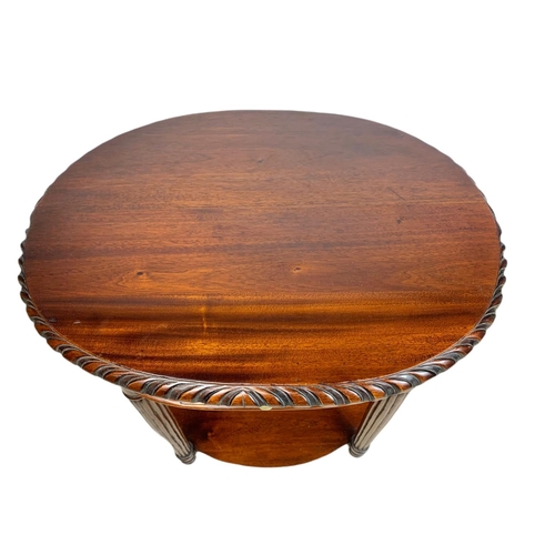 1111 - Carved mahogany side table with drawer. 59/46/76cm