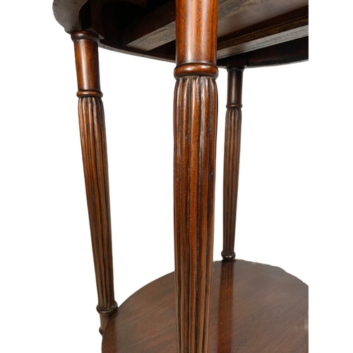 1111 - Carved mahogany side table with drawer. 59/46/76cm