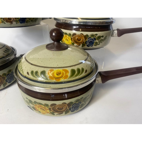 471a - Set of mid century painted enamel pans