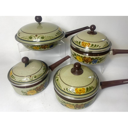 471a - Set of mid century painted enamel pans