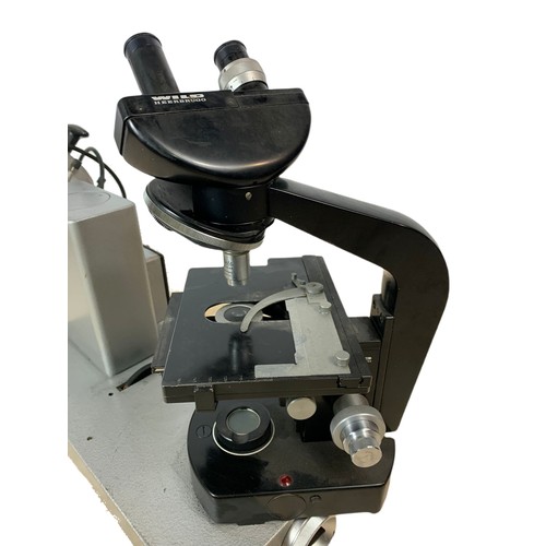 722c - Wild Heerbrugg M20 microscope Switzerland. Leitz Wetzlar Germany. 71/45cm