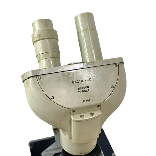 722H - 1960’s Watson Barnet Microscope Bactil 60. 22/38cm