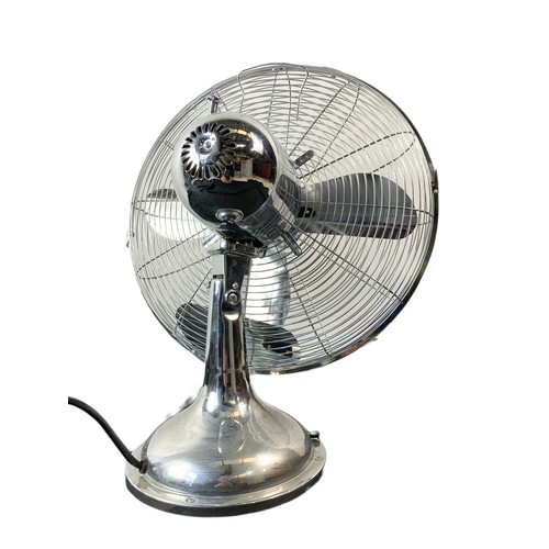 727b - 1930’s style heavy chrome desk fan. 45/54cm