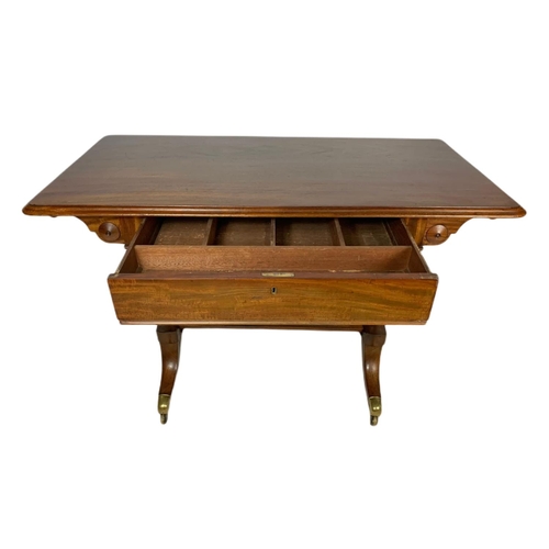 957a - Georgian mahogany sofa table with drawer, 120cm x 61cm x 73cm