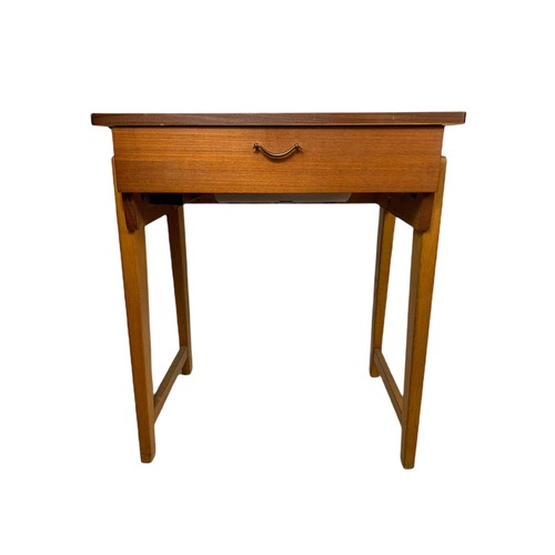 1121 - Teak mid century sewing machine table. No sewing machine. 63.5/46/74cm