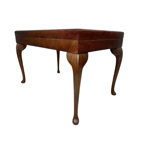 1087A - Mahogany leather top games table. 76/48/49cm