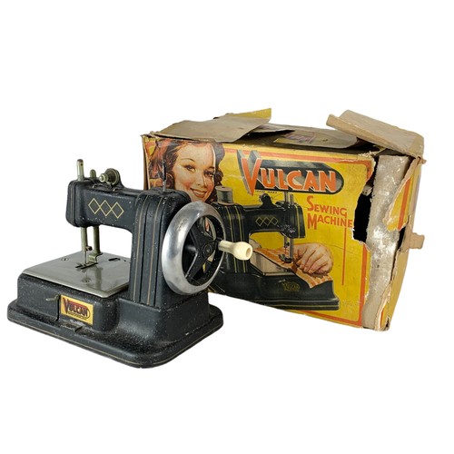 3 - 1950’s vintage miniature Vulcan sewing machine in box. Vulcan toy sewing machines. Including box 25x... 