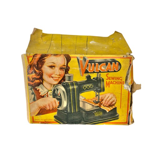 3 - 1950’s vintage miniature Vulcan sewing machine in box. Vulcan toy sewing machines. Including box 25x... 