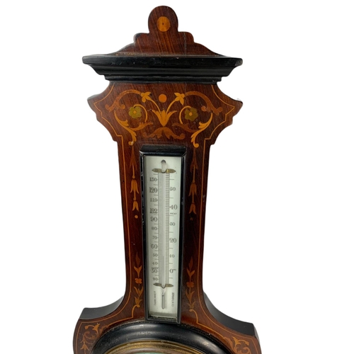 100 - Edwardian inlaid barometer. 84cm