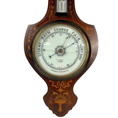 100 - Edwardian inlaid barometer. 84cm