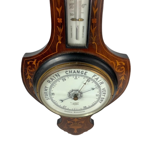 100 - Edwardian inlaid barometer. 84cm