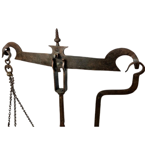 110 - Large Victorian copper and cast iron scales. 87x78cm