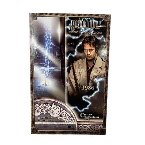 114 - Highlander 12 inch collectible figure “Conner Macleod. Sideshow Collectibles. Box measures 23x36cm