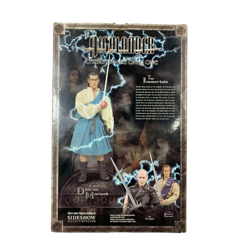 115 - Highlander 12 inch collectible figure “Duncan Macleod Sideshow Collectibles. Box measures 23x36cm