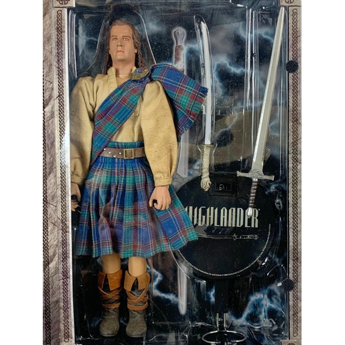 116 - Highlander 12 inch collectible figure “Conner Macleod Sideshow Collectibles. Box measures 23x36cm