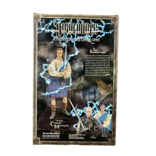 116 - Highlander 12 inch collectible figure “Conner Macleod Sideshow Collectibles. Box measures 23x36cm