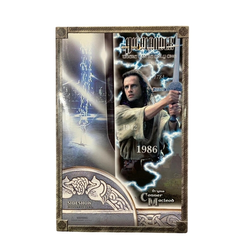 116 - Highlander 12 inch collectible figure “Conner Macleod Sideshow Collectibles. Box measures 23x36cm