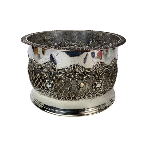 12 - Late 19th century ornate silver plated planter. 27/17cm.