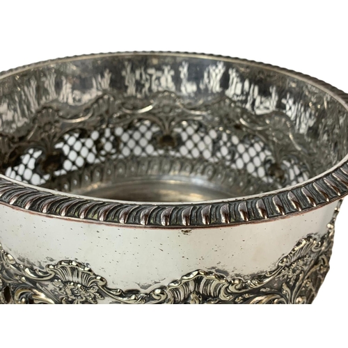 12 - Late 19th century ornate silver plated planter. 27/17cm.