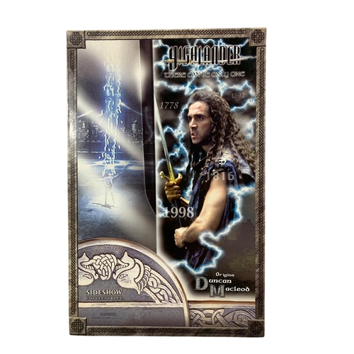 120 - Highlander 12 inch collectible figure “Duncan Macleod” Sideshow Collectibles. Box measures 23x36cm