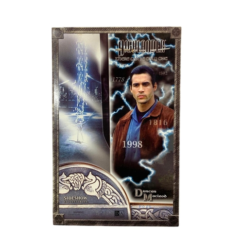 121 - Highlander 12 inch collectible figure “Duncan Macleod” Sideshow Collectibles. Box measures 23x36cm