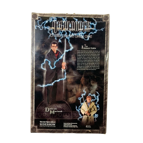 121 - Highlander 12 inch collectible figure “Duncan Macleod” Sideshow Collectibles. Box measures 23x36cm