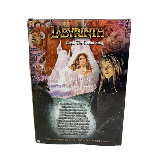 123 - Neca Reel Toys Labyrinth Jareth The Goblin King 12 inch figure, push button sound. Box measures 25.5... 