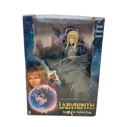 123 - Neca Reel Toys Labyrinth Jareth The Goblin King 12 inch figure, push button sound. Box measures 25.5... 