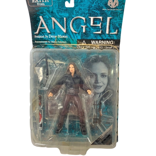 146 - Angel action figures in boxes. “Faith In Leather Jacket From Angel” Action Figure Xpress. Boxes meas... 