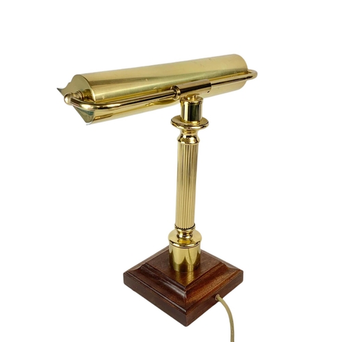 15 - Vintage brass desk lamp. 37cm